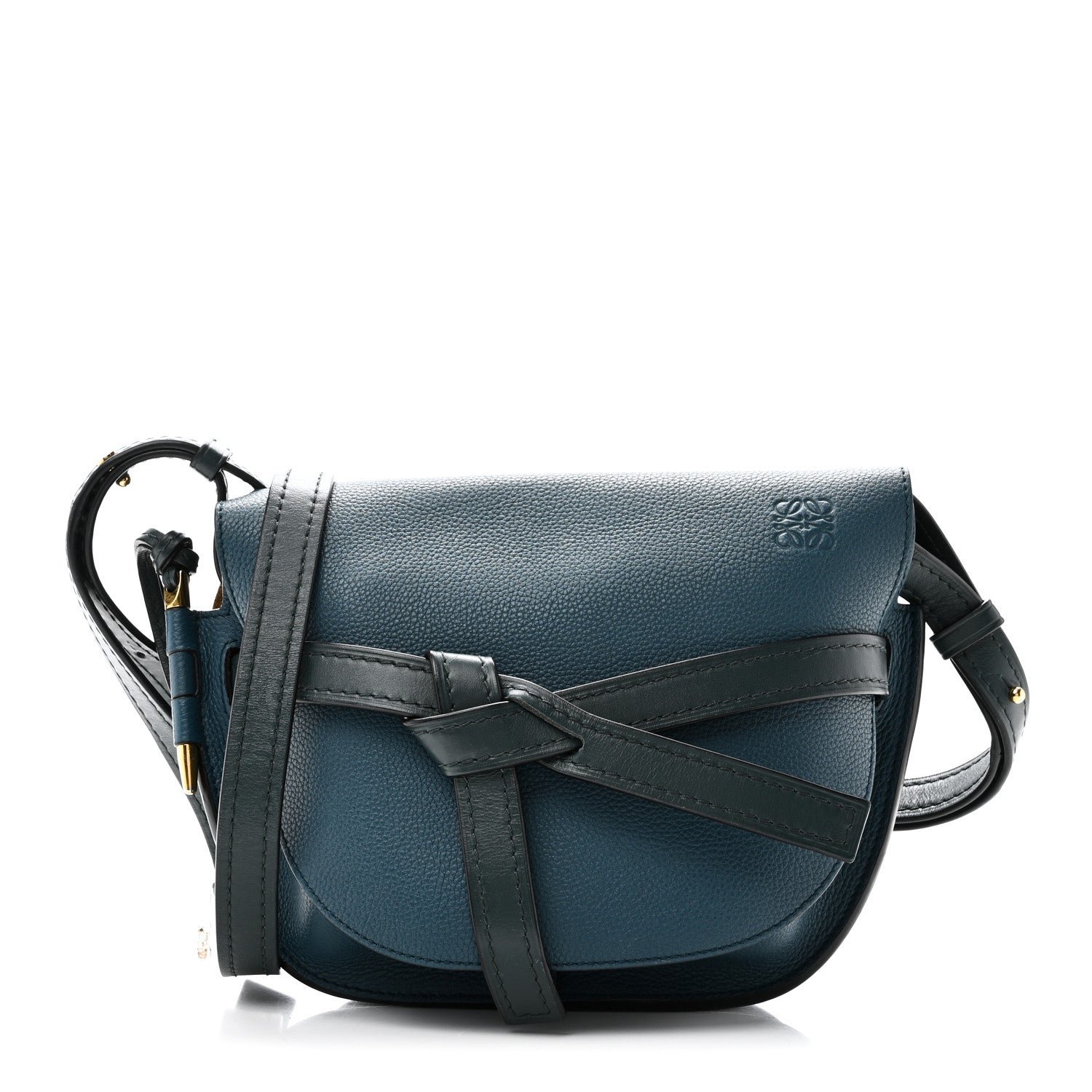 Loewe Grained Calfskin Small Gate Crossbody Bag Petroleum Blue Cypress