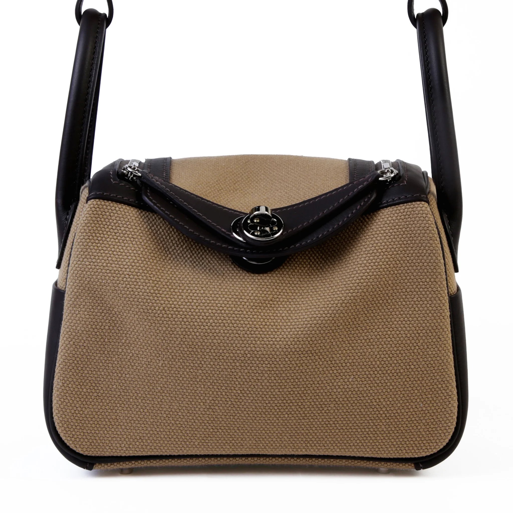 Excellent ( Rank SA ) HERMÈS Mini Lindy Mousse (19) Canvas Swift Palladium hardware K (2025)