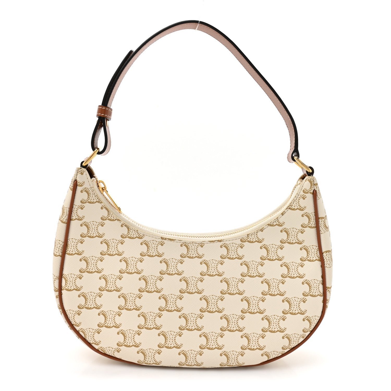 Celine Canvas Calfskin Ava Triomphe Shoulder Bag White