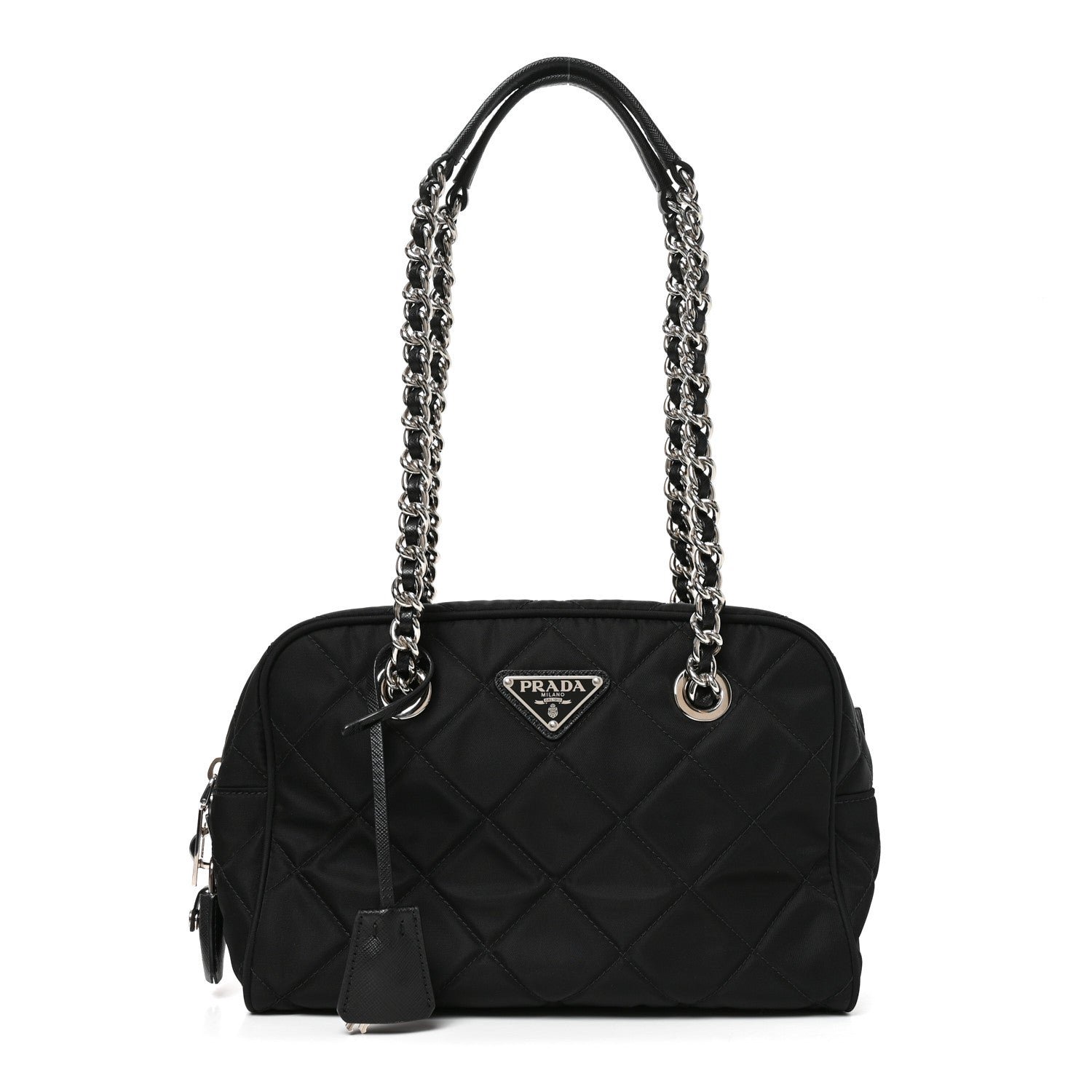 Prada Nylon Tessuto Impuntu Quilted Shoulder Bag Black
