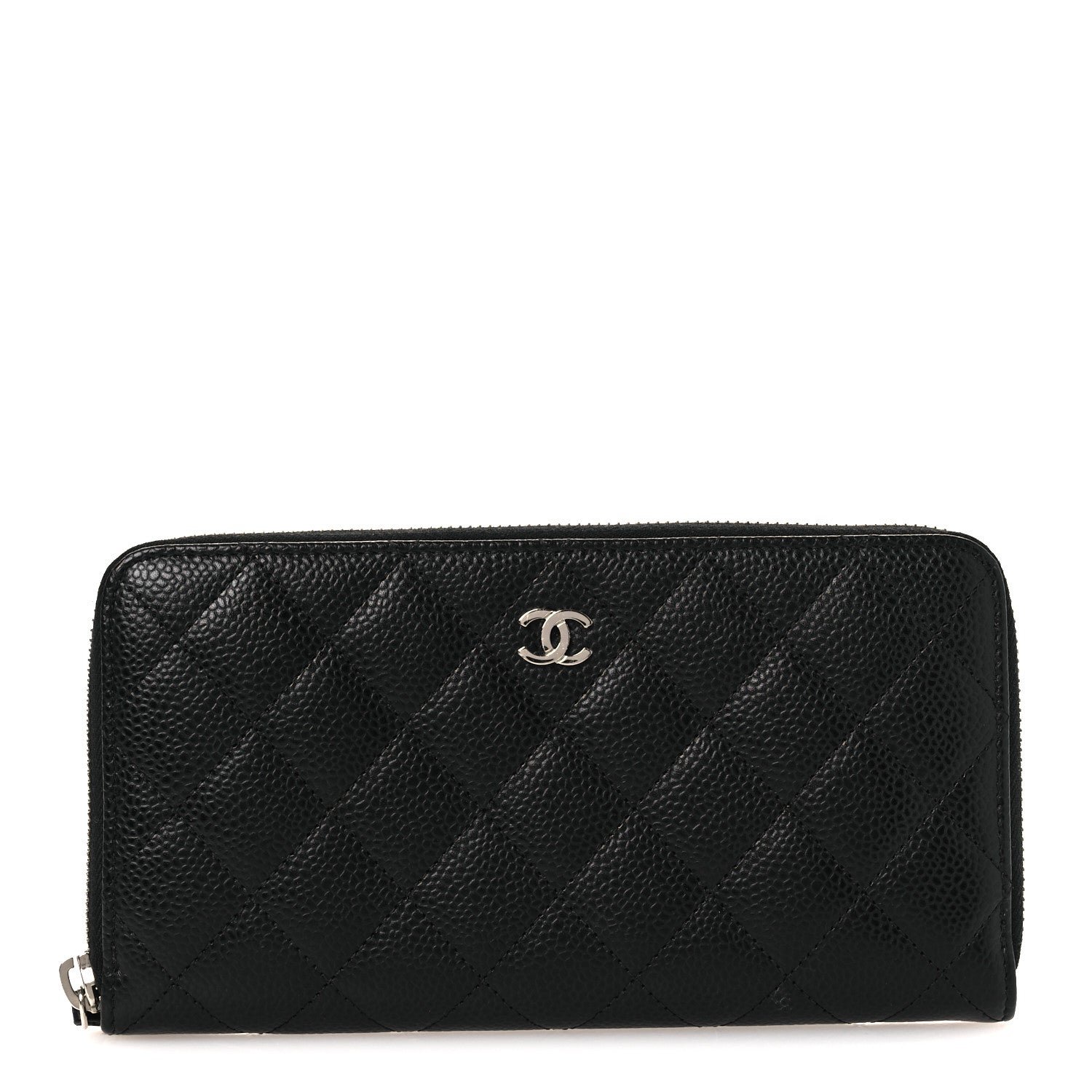 Chanel Caviar Quilted Large Gusset Zip Around Wallet Black