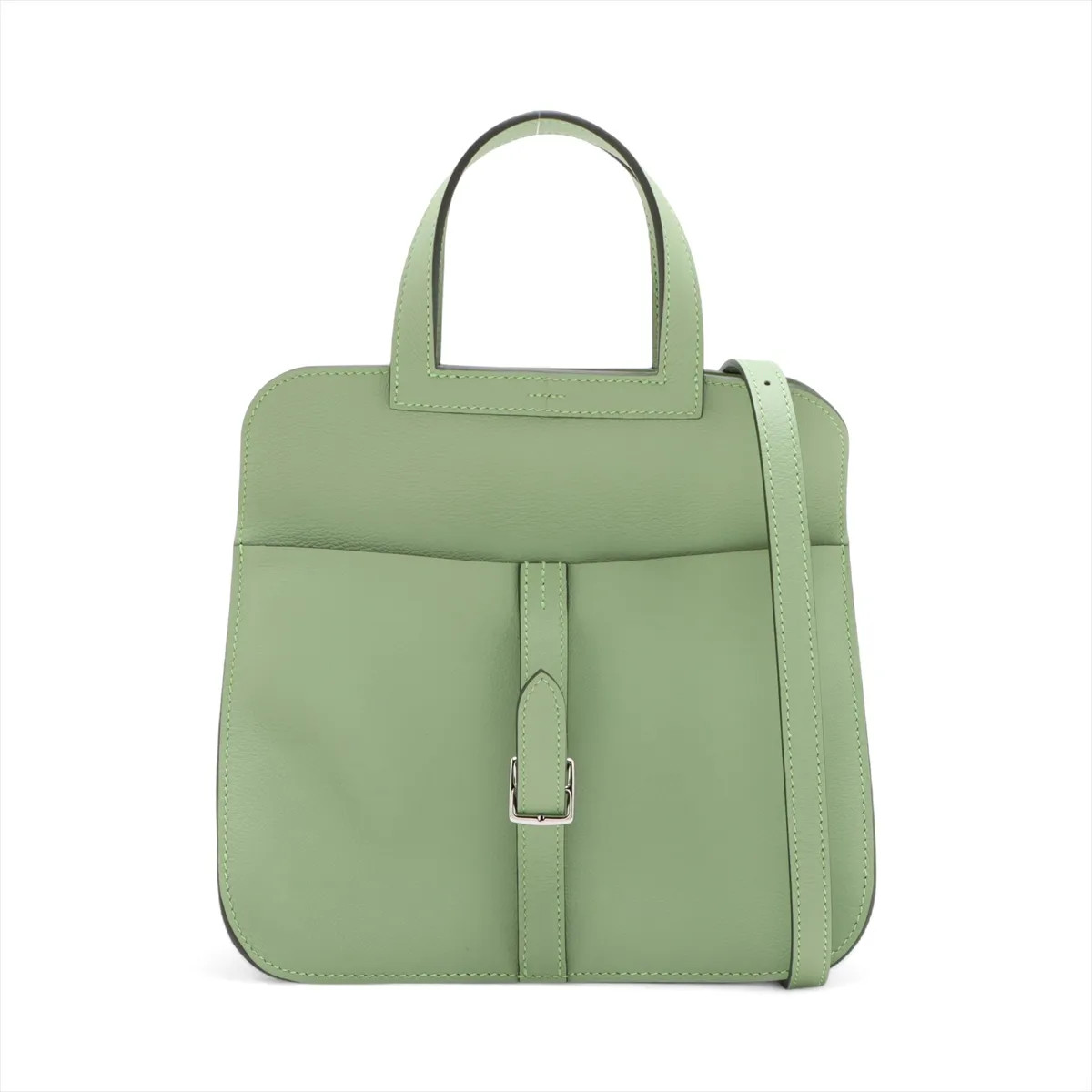 Hermès Alzan 25 Evercolor Vale cricket Silver Metal Fittings