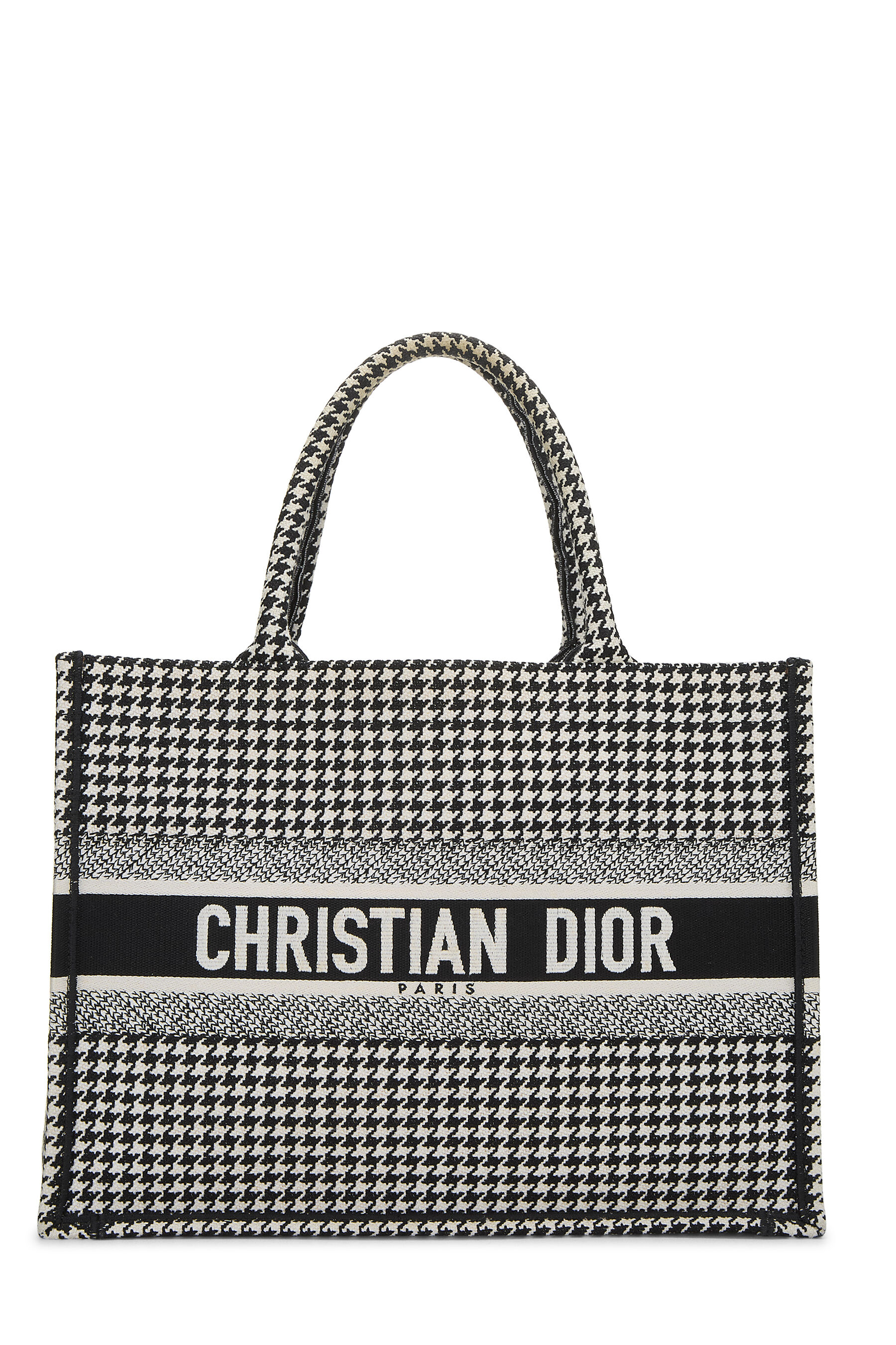 Dior Black Houndstooth Canvas Book Tote Medium