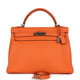 Hermes Pre-owned Hermes Kelly Retourne 32 Orange Togo Palladium Hardware