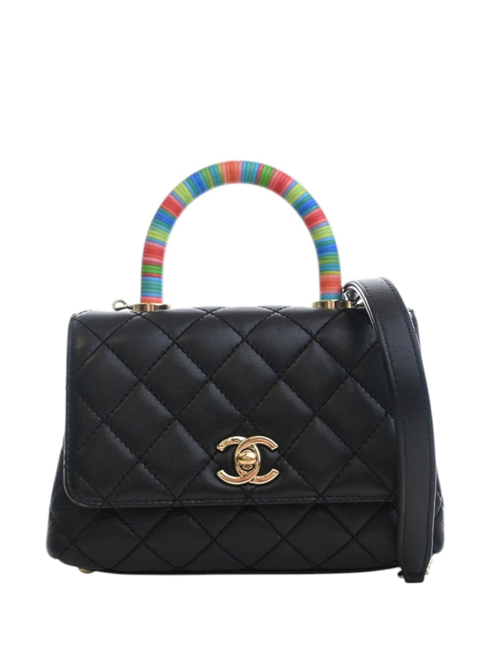2021 Extra Mini Quilted Lambskin Rainbow Coco Top Handle Bag satchel