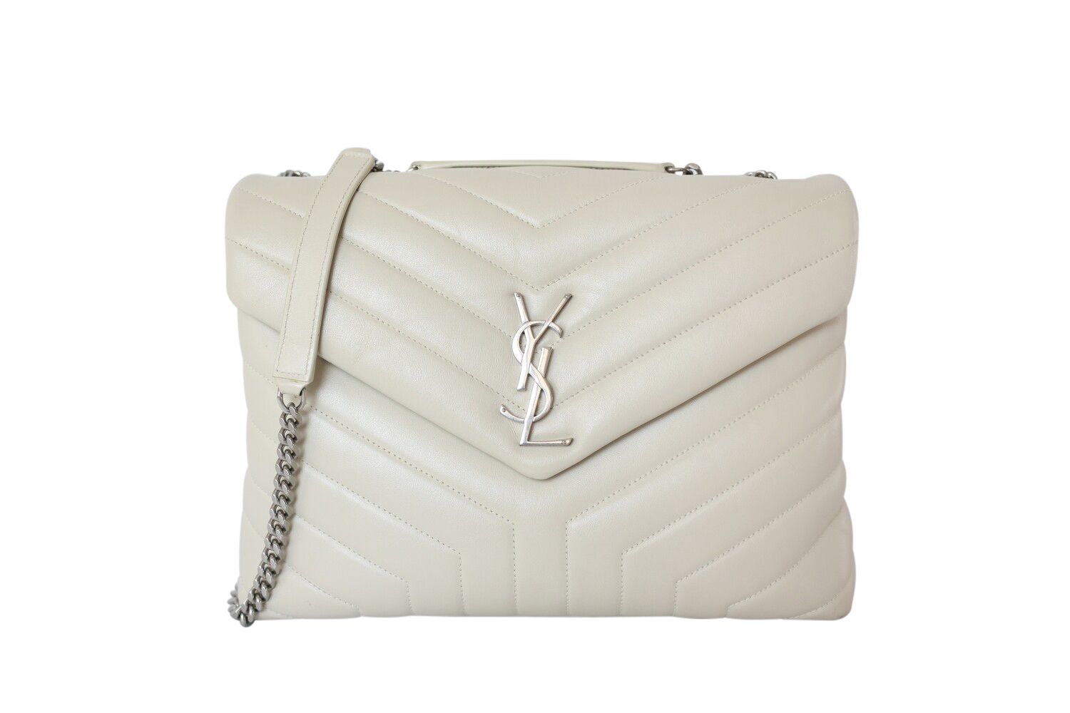 Saint Laurent LouLou Medium, White with Silver Hardware, Preowned in Box WA001