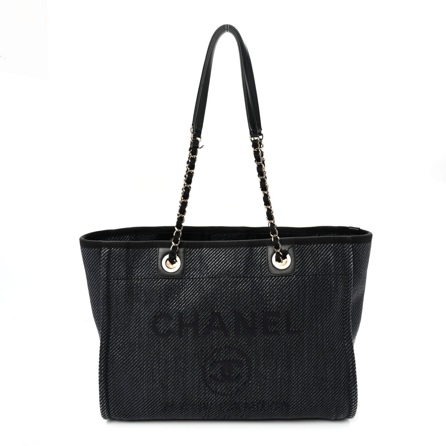 Chanel Mixed Fibers Calfskin Small Deauville Tote Black