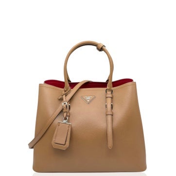 Saffiano Lux Leather Double Handle Bag Large