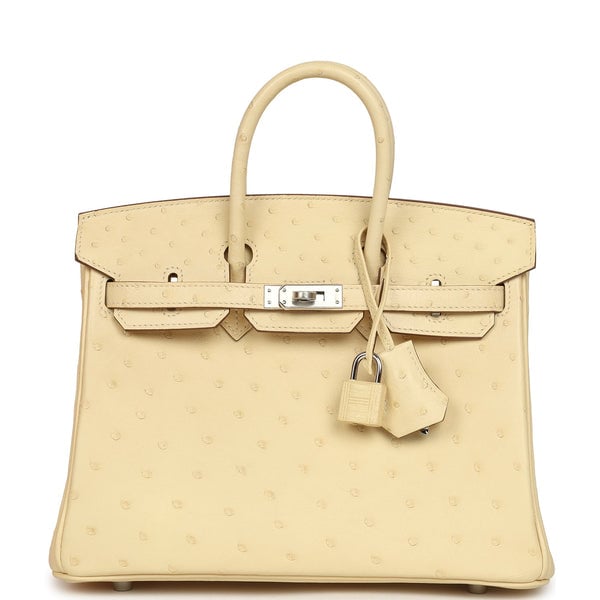 Hermes Birkin 25 Vanille Ostrich Palladium Hardware