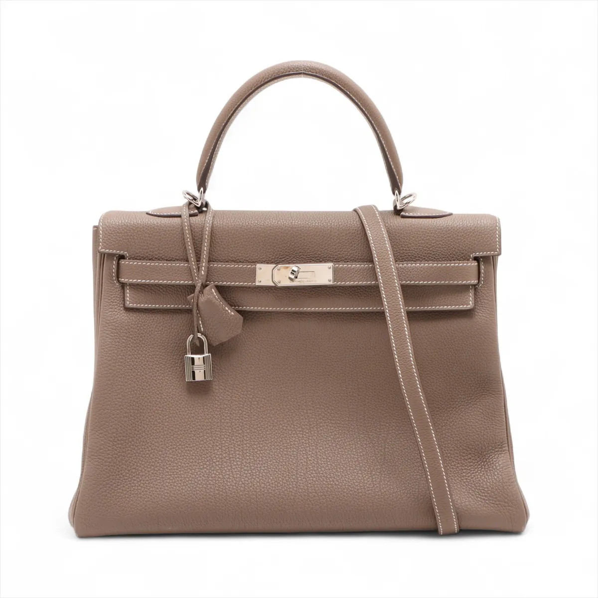 Hermès Kelly 35 Le Tournay Togo Etoupe Silver Metal Fittings