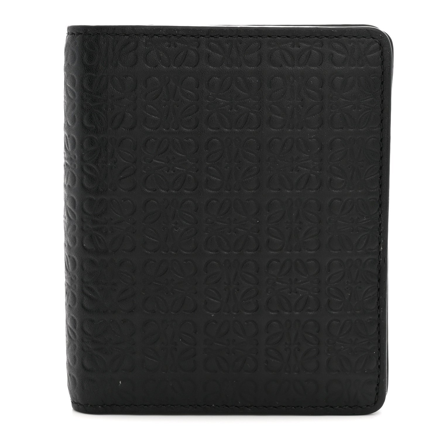 Loewe Loewe Calfskin Embossed Compact Wallet Black
