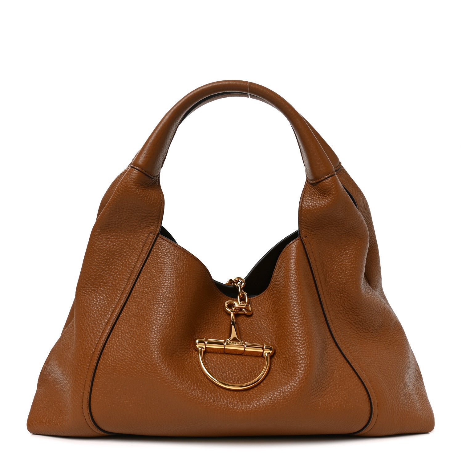 Gucci Grained Calfskin Softbit Maxi Shoulder Bag Brown