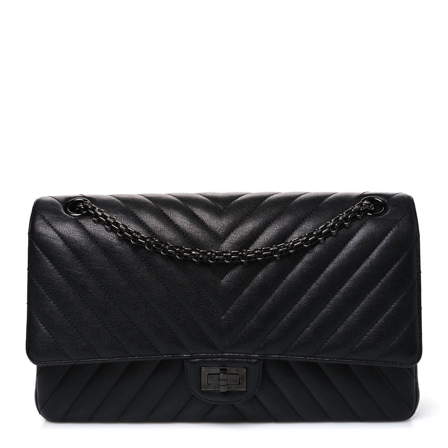 Chanel Sheepskin Chevron Quilted 2.55 Reissue 226 Flap So Black