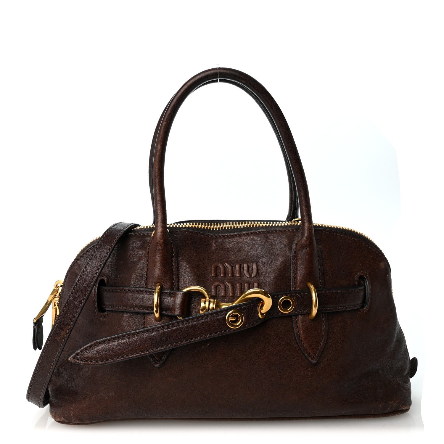 Miu Miu Nappa Aviator Regular Aventure Bag Briarwood