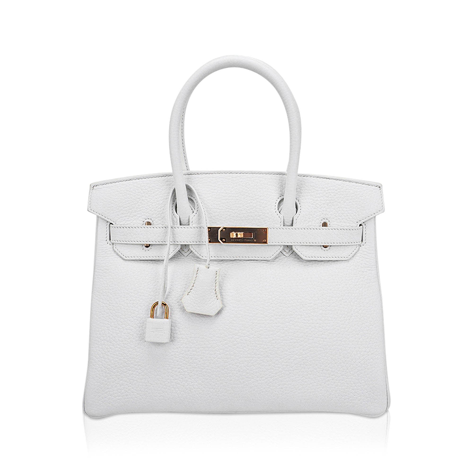 Hermes Hermes Special Order HSS Birkin 30 Bag White & Orange Clemence Leather with Rose Gold Hardware