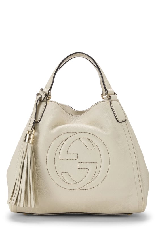 White Leather Soho Convertible Shoulder Bag Small