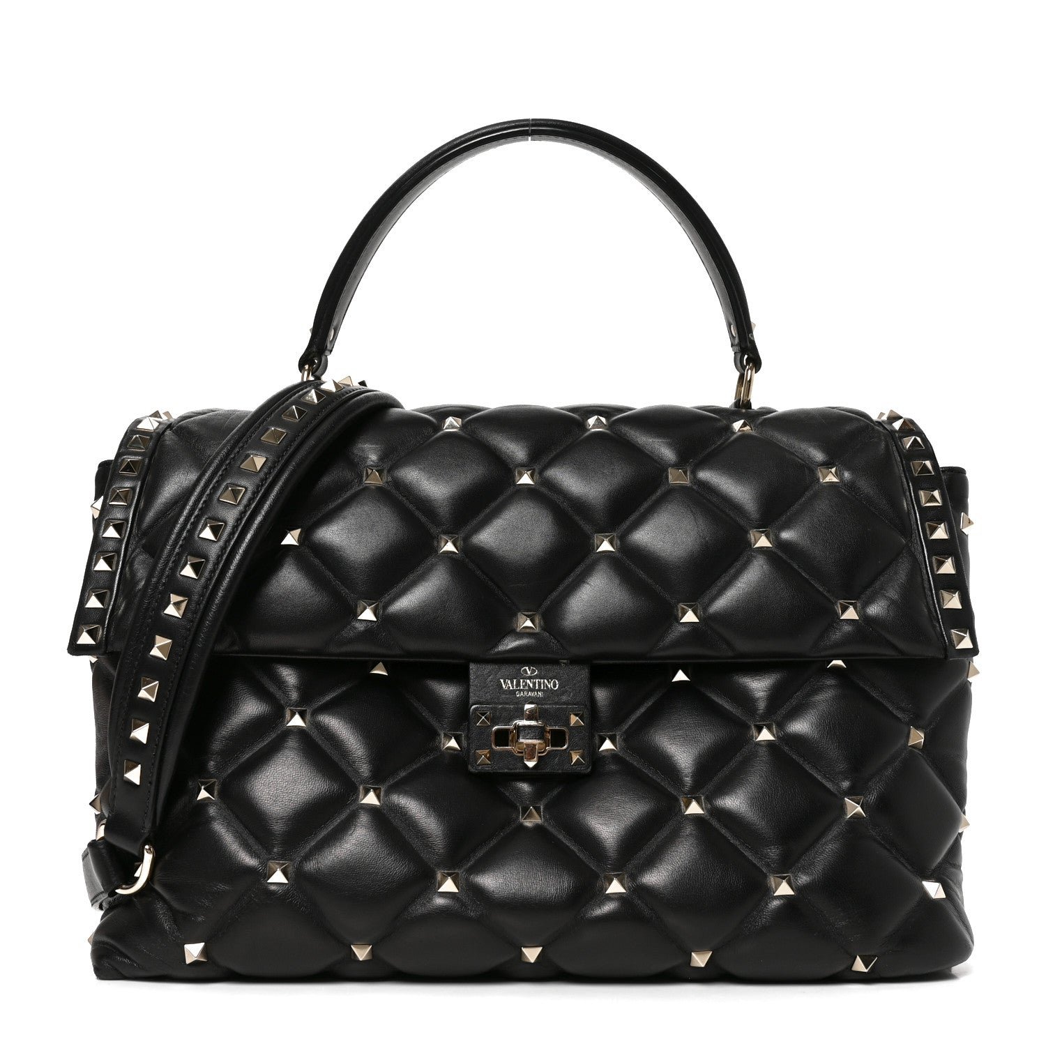 Nappa Large Candystud Top Handle Bag Black
