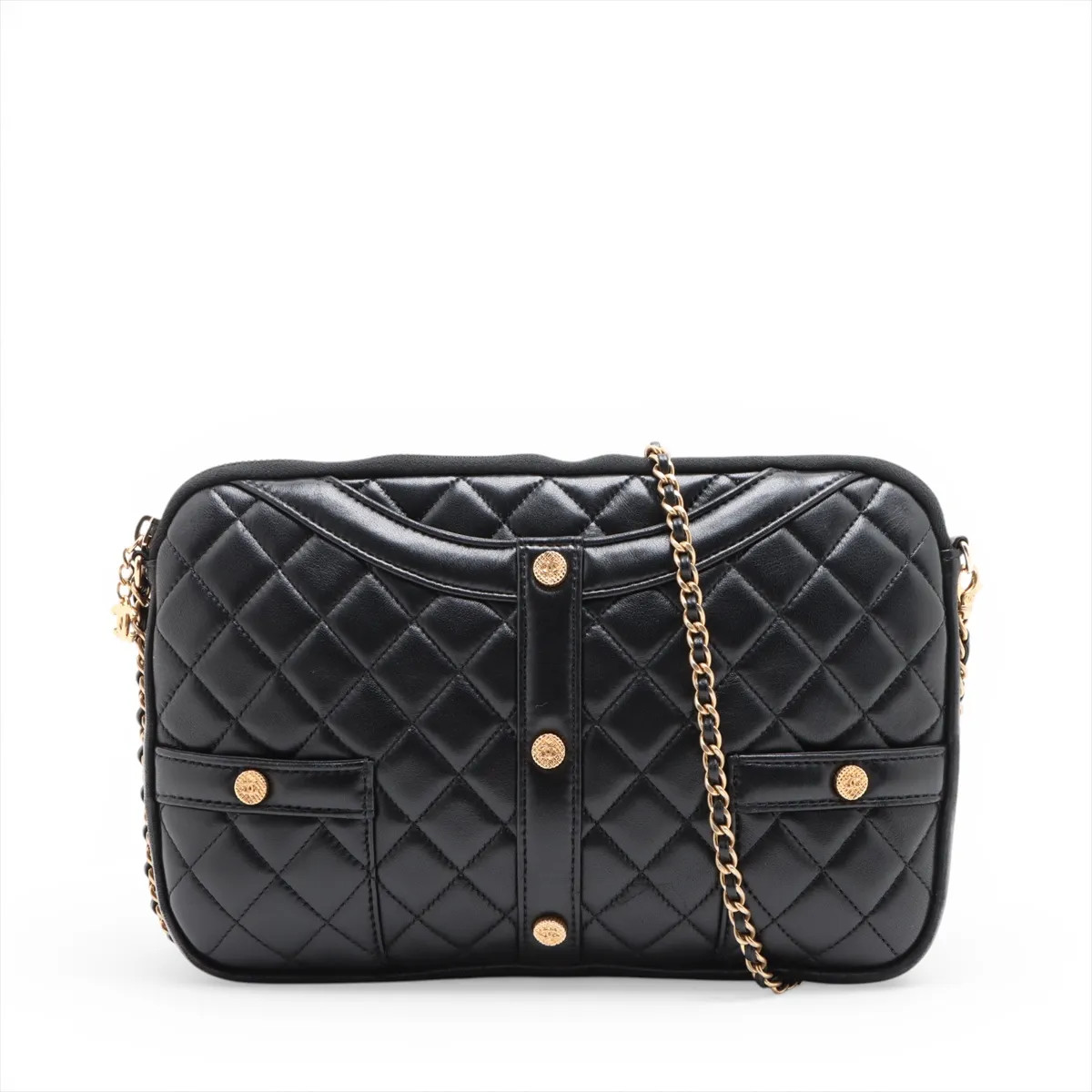 Chanel Girl Chanel Lambskin Chain Shoulder Bag Black Gold Metal Fittings 23XXXXX