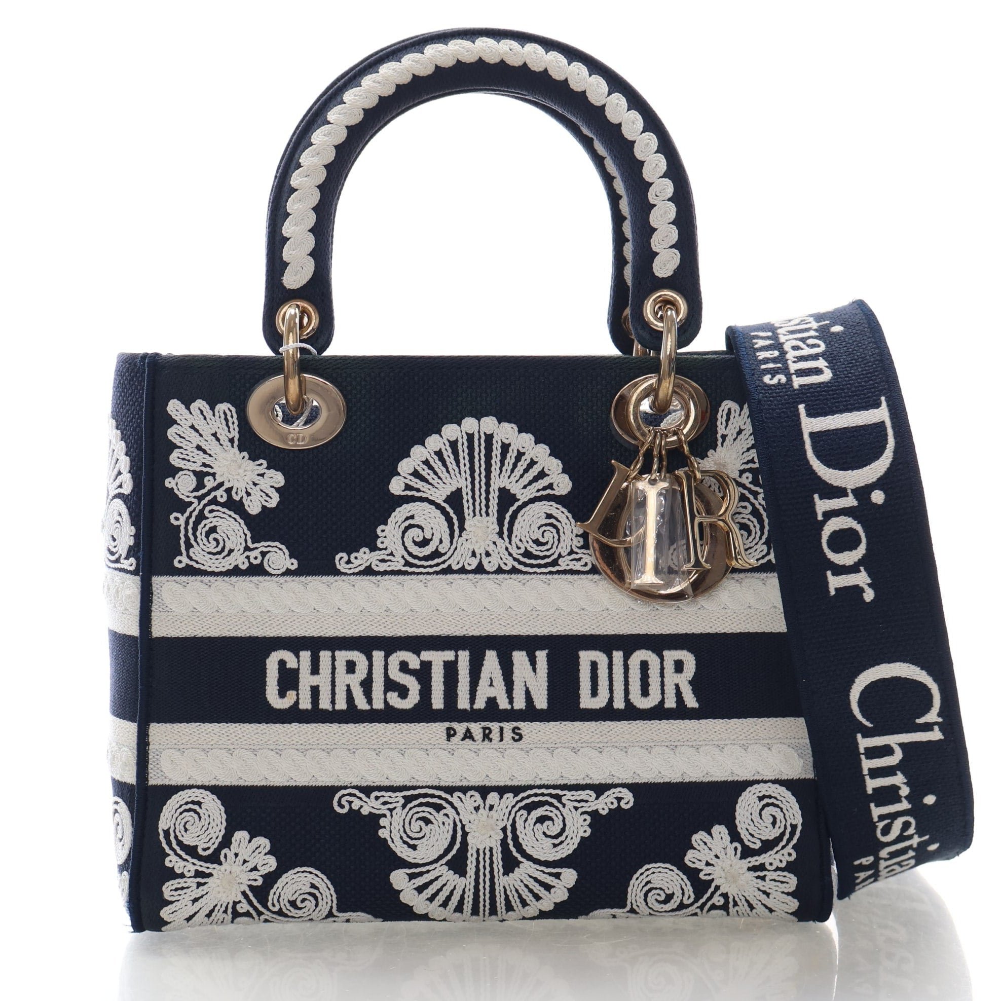 Christian Dior Medium Canvas Embroidered Lady D-lite