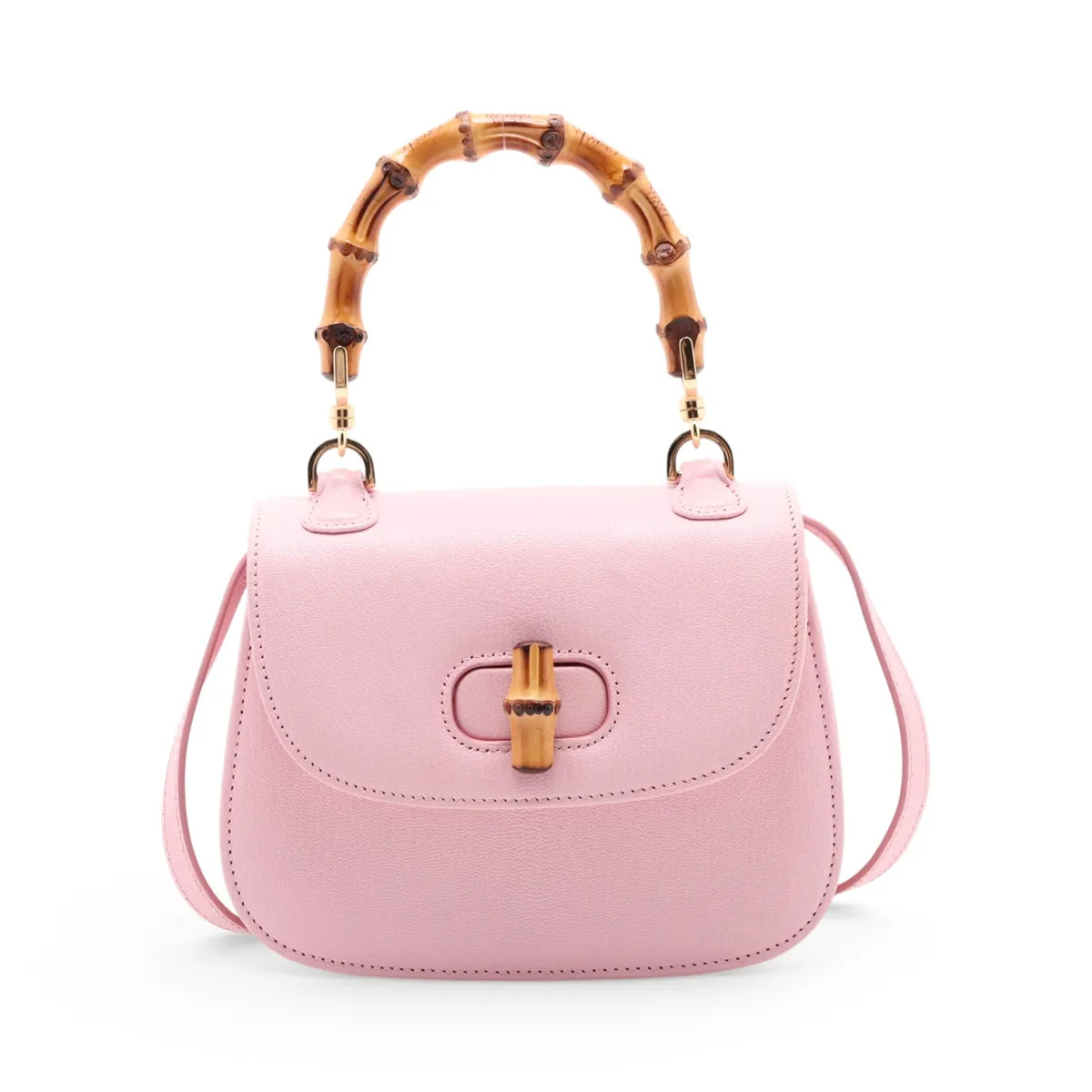Gucci Bamboo 1947 Leather 2 Way Handbag Pink 863166