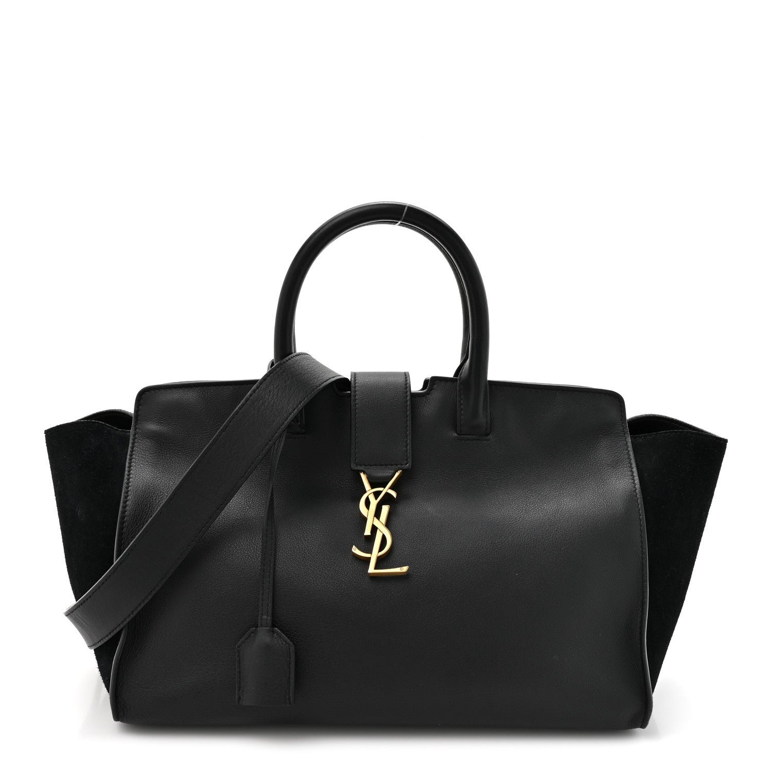 Saint Laurent Calfskin Suede Small Monogram Downtown Cabas Black