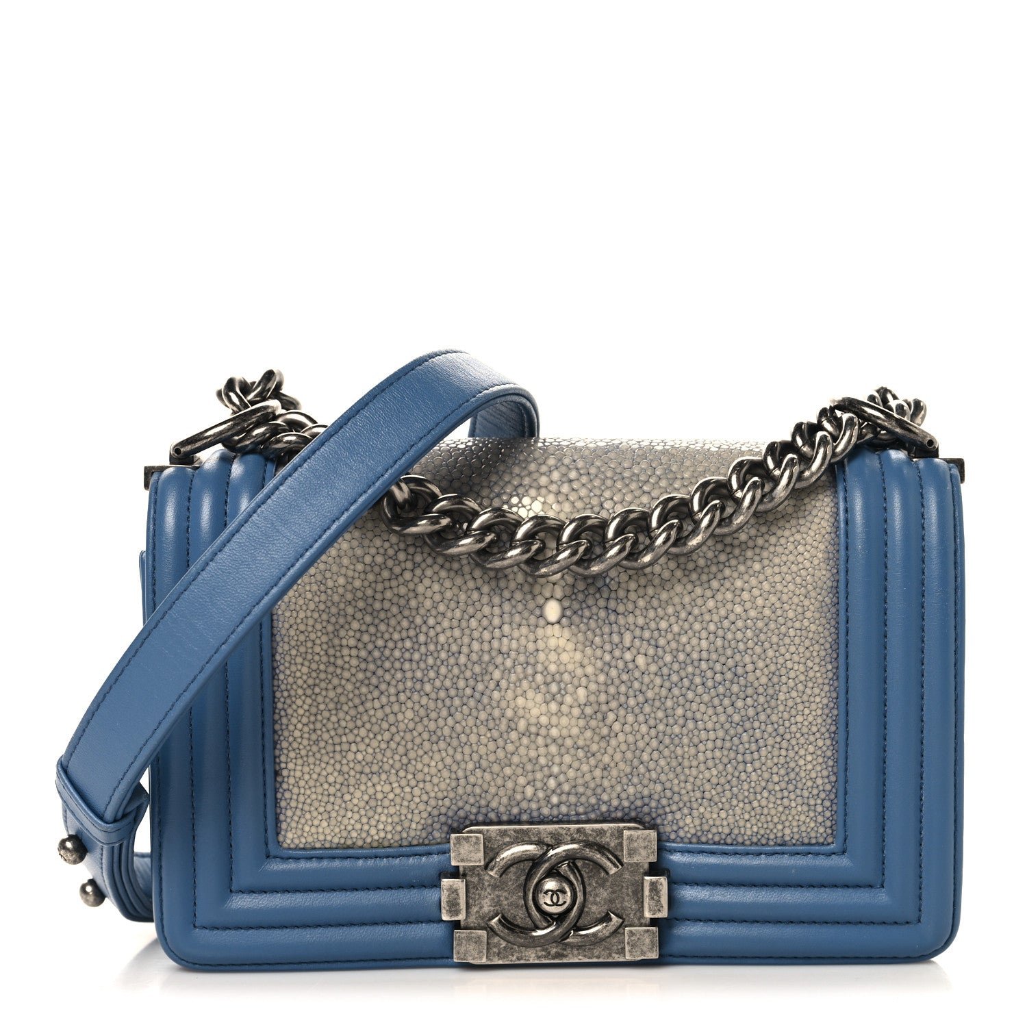 Chanel Galuchat Stingray Small Boy Flap Blue