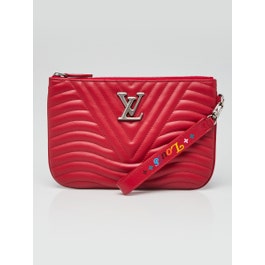 Louis Vuitton Red Quilted Leather New Wave Wristlet Clutch Bag