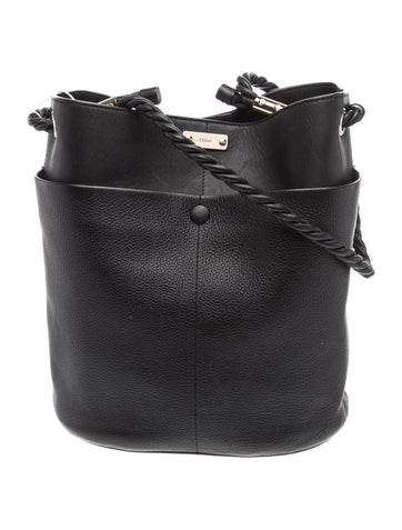 Chloe Leather Chloe Calfskin Leather Key Braided Handle Bucket Bag