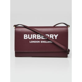 Burberry Burberry Mahogany Red Leather Hazelmere Wallet On Strap Bag 
