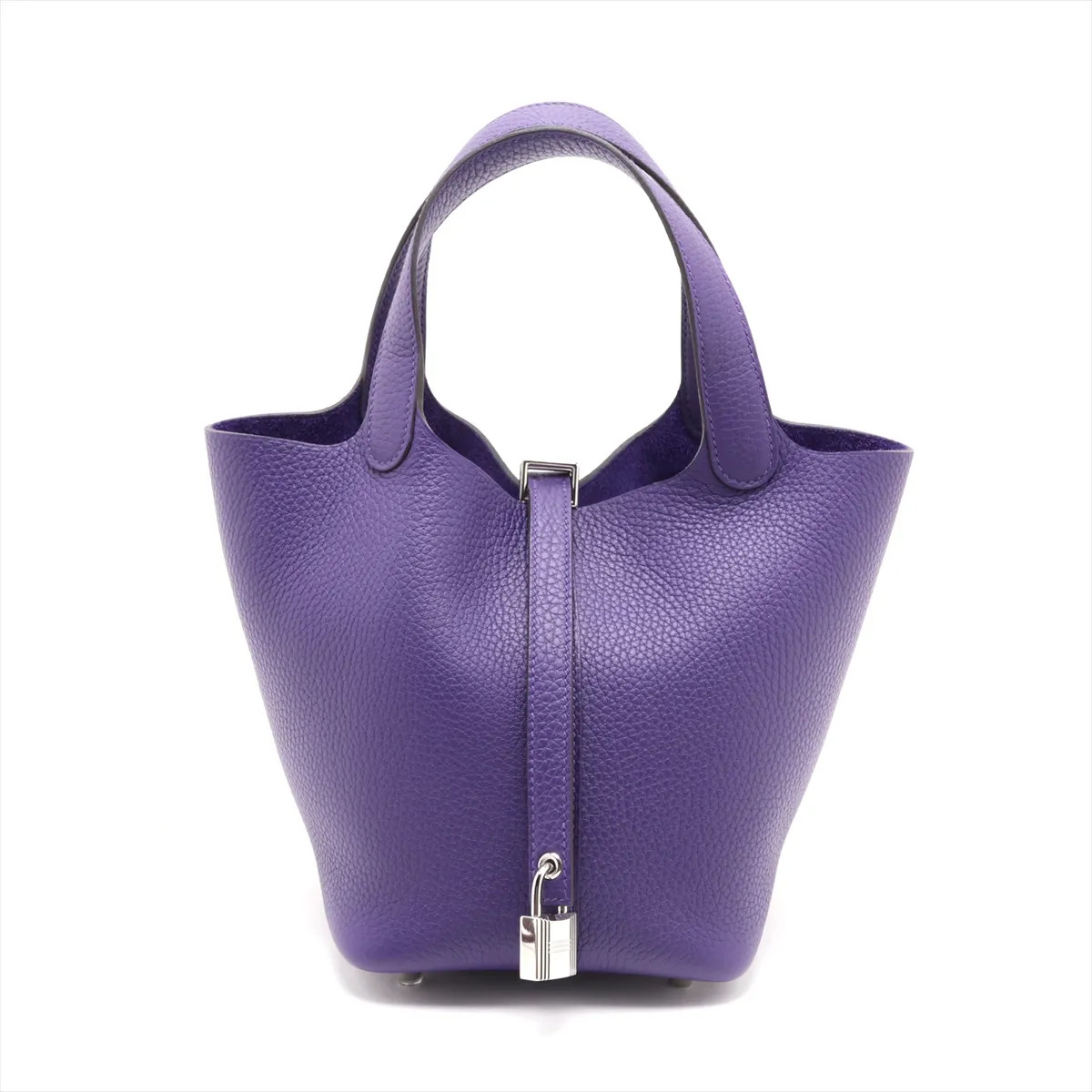 Hermès Picotin Lock 18 PM Taurillon Clemence Purple Silver Metal Fittings