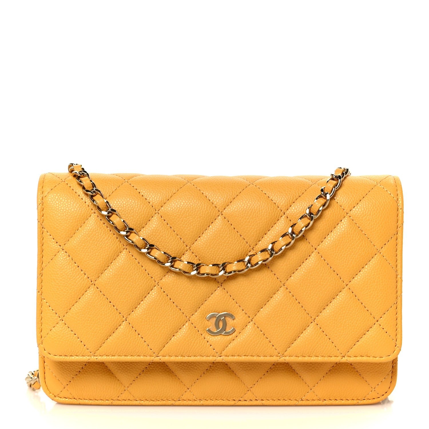 Chanel Caviar Quilted Wallet on Chain WOC Yellow