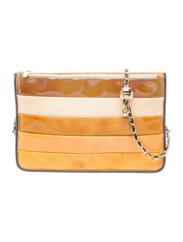 Patent Striped Clutch