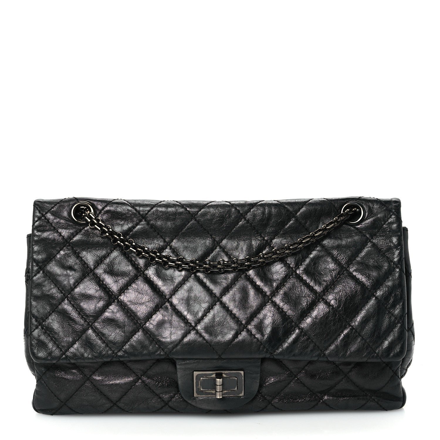 Chanel Metallic Aged Calfskin Quilted 2.55 Reissue 226 Flap So Black