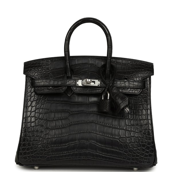 Hermes Birkin 25 Black Matte Alligator Palladium Hardware