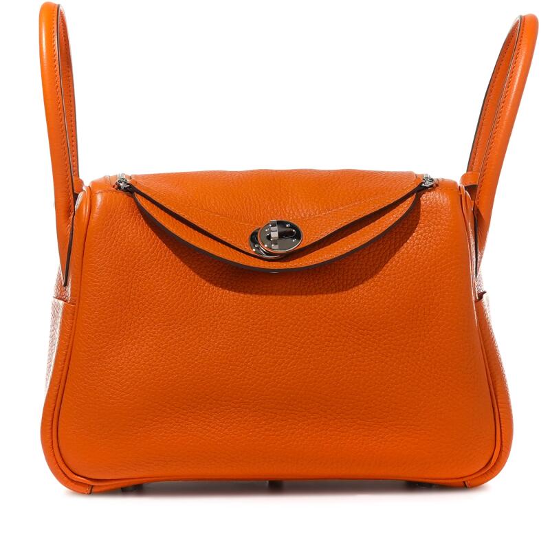 Hermes Orange H Clemence Lindy 26 Gold Hardware, 2018
