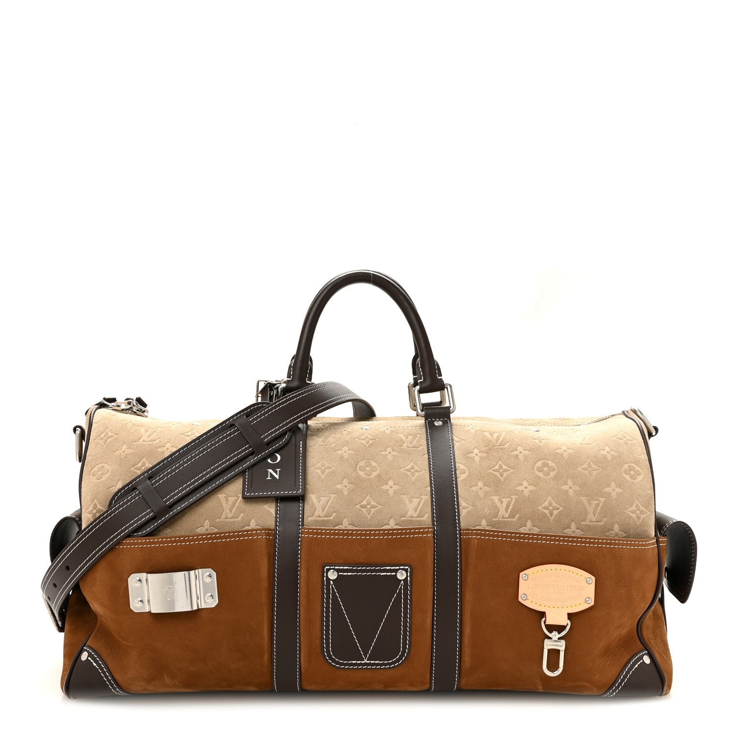 Louis Vuitton X NIGO Suede Monogram Keepall Bandouliere 50 Tan