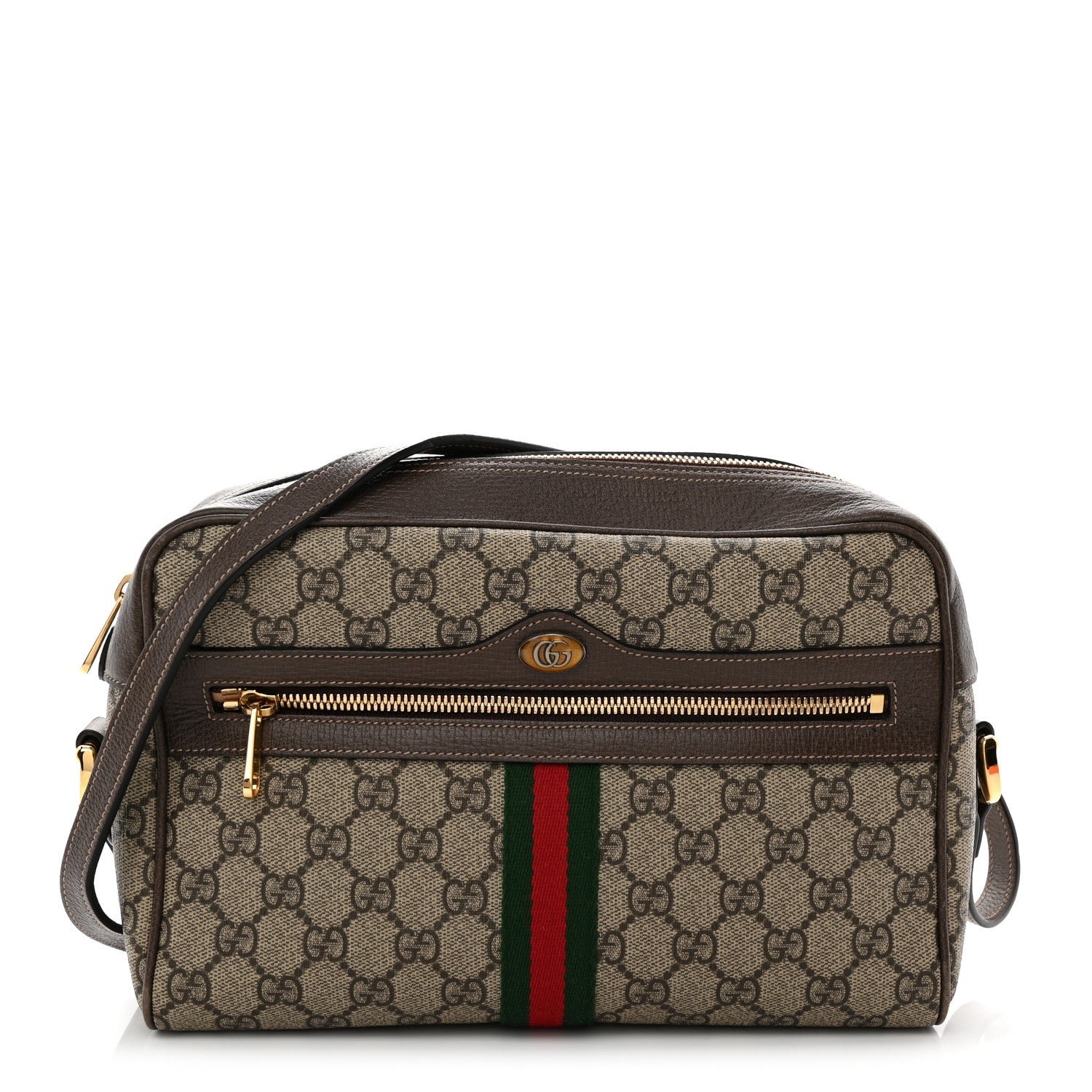 Gucci GG Supreme Monogram Web Small Ophidia Shoulder Bag Brown