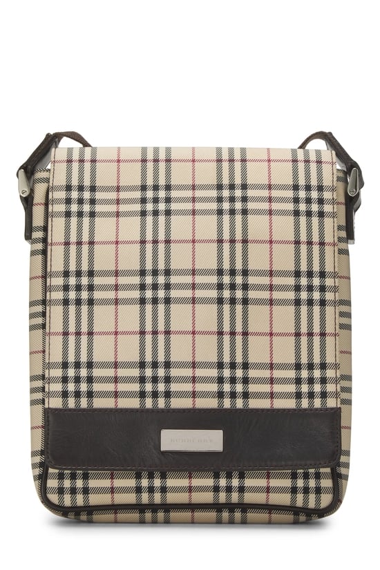 Brown House Check Nylon Messenger Small