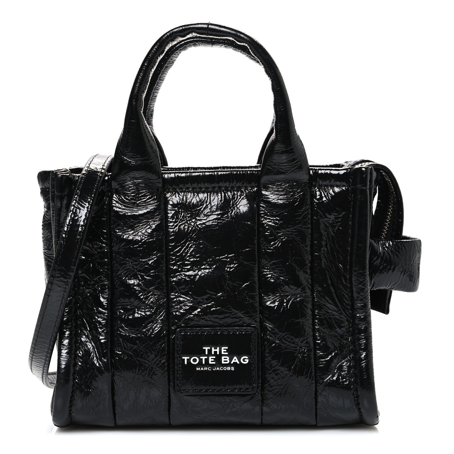 Marc Jacobs Marc Jacobs Shiny Crinkled Calfskin Mini The Tote Bag Black