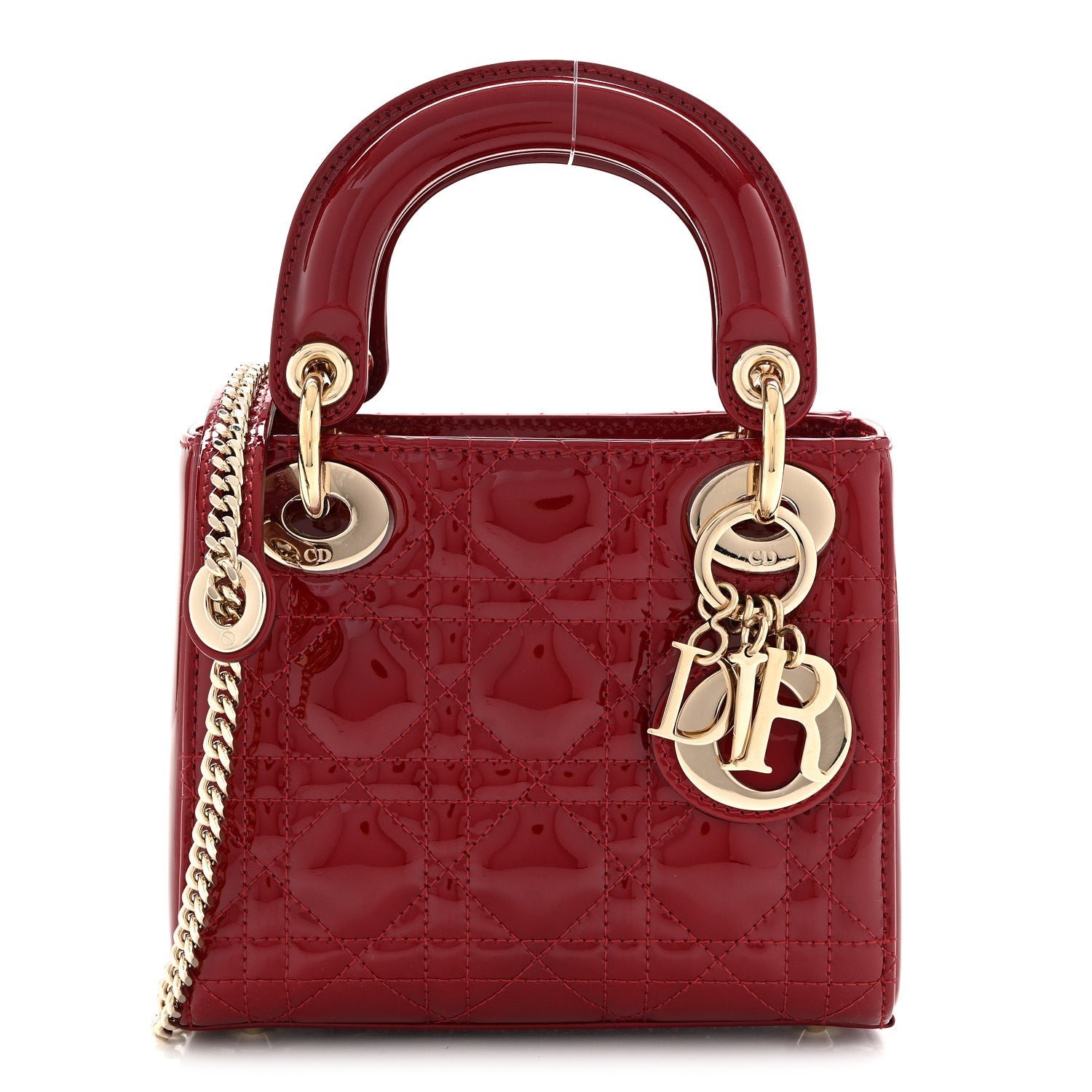 Christian Dior Patent Cannage Mini Lady Dior Red