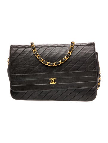 Diagonal Quilt Flap Bag