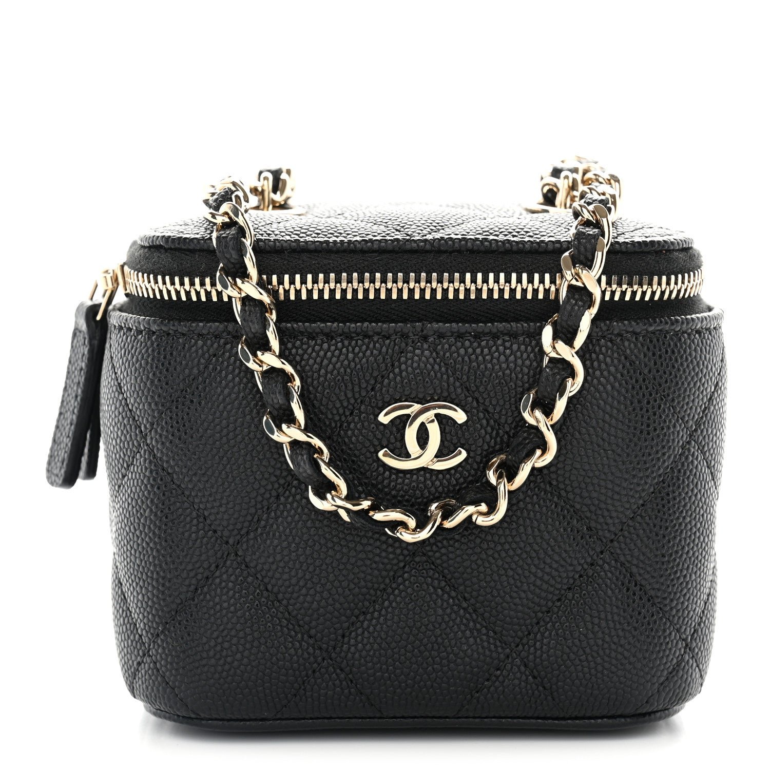 Chanel Caviar Quilted CC Mini Vanity Case With Chain Black