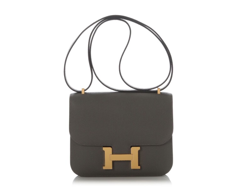 Hermes Gris Asphalt Epsom Mini Constance Mirror 18 Gold Hardware, 2023
