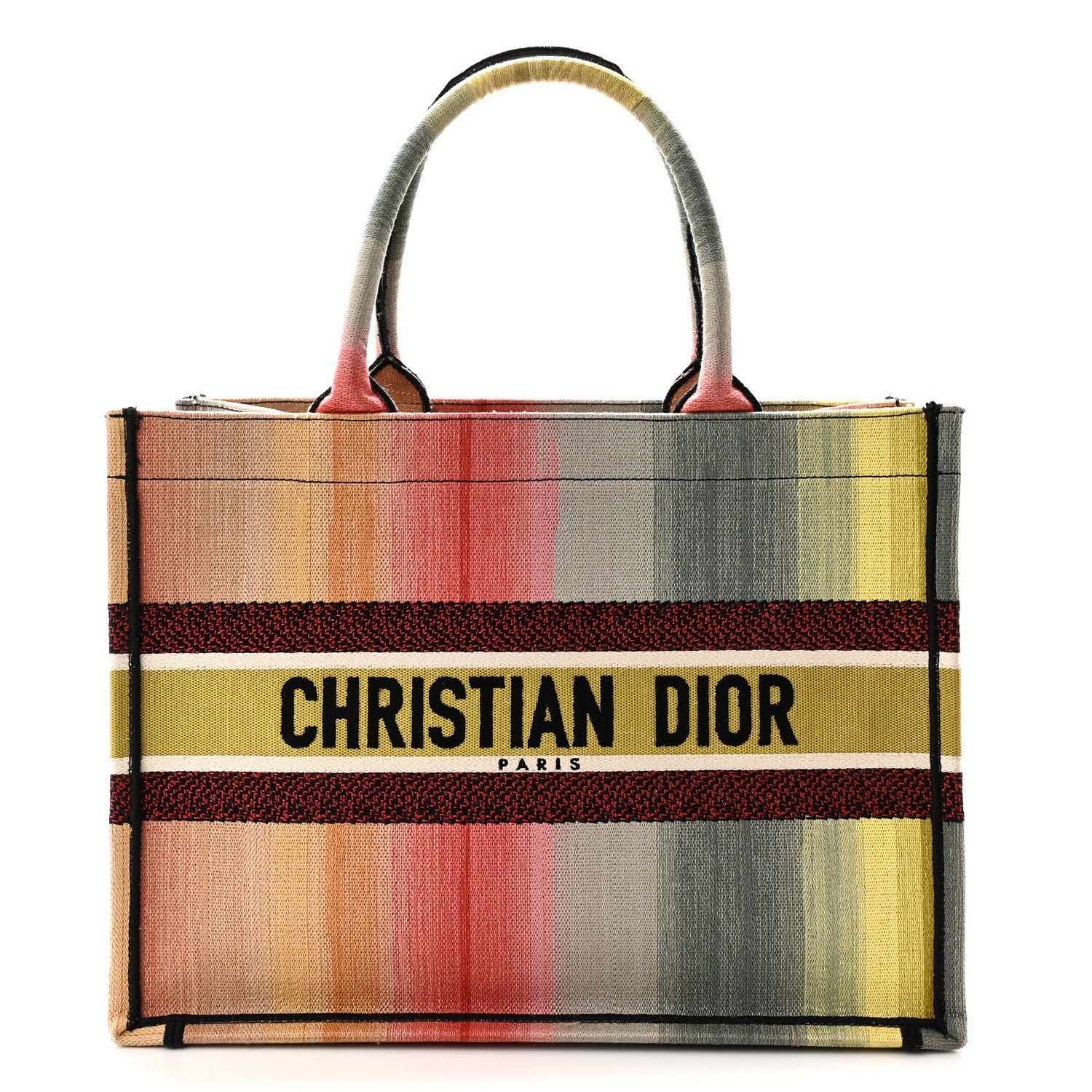 Christian Dior Canvas Embroidered Medium Dioraura Book Tote Multicolor