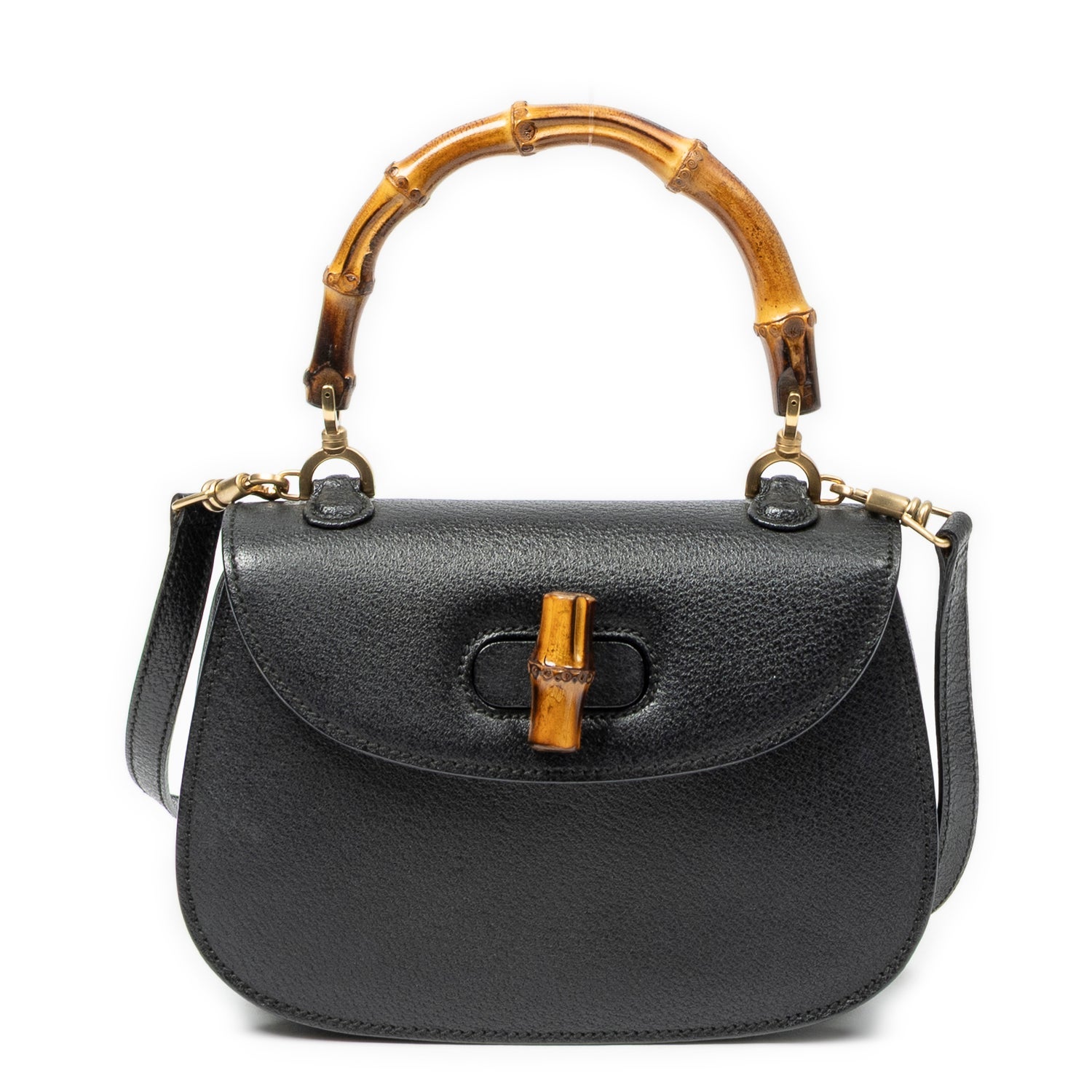 Leather Small Bamboo Top Handle Flap
