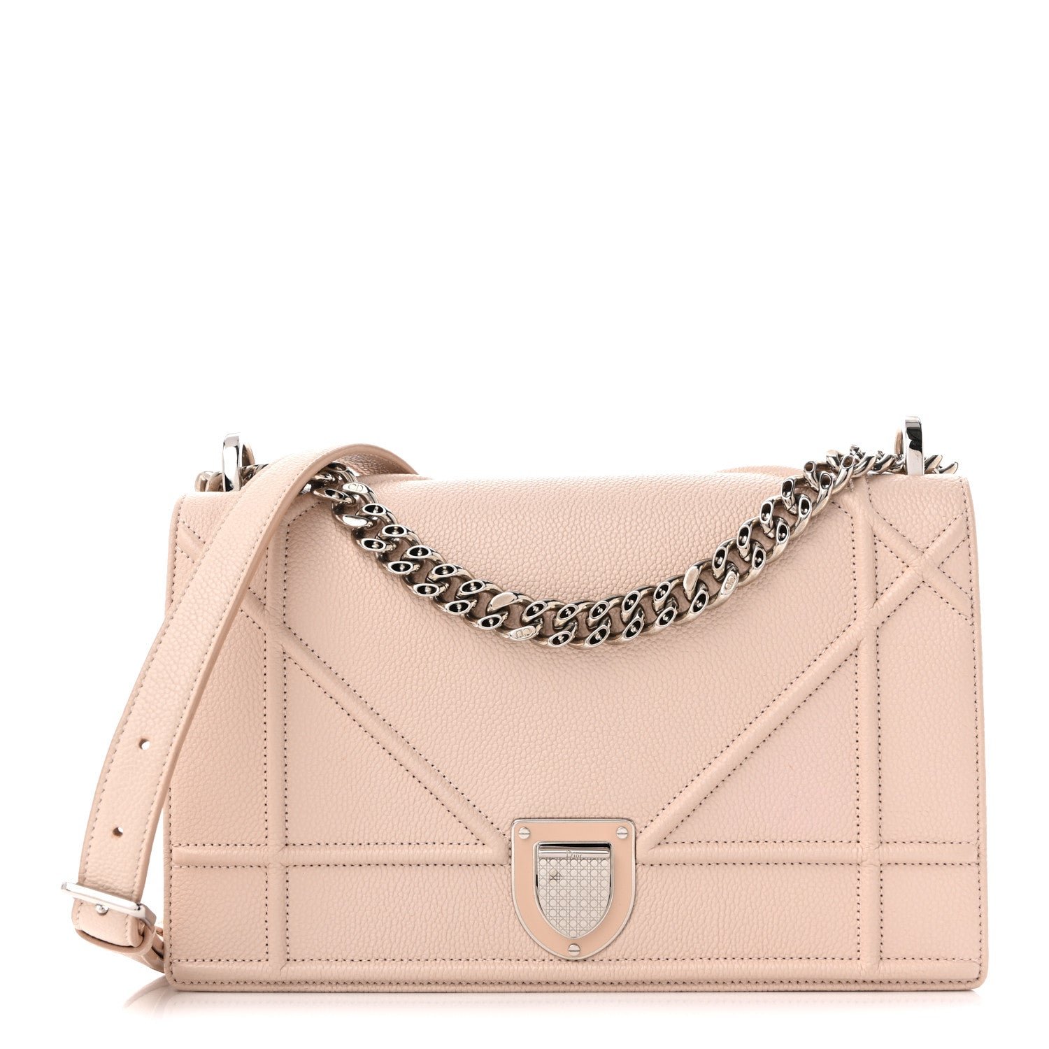 Christian Dior Grained Calfskin Medium Diorama Flap Bag Nude