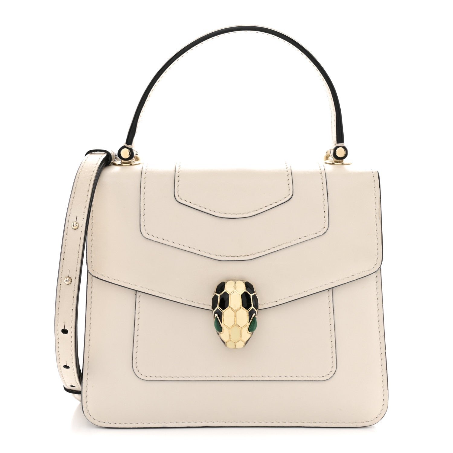 Bvlgari Bulgari Calfskin Serpenti Forever Top Handle White