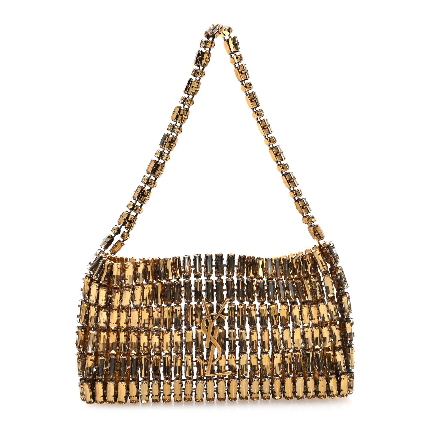 Saint Laurent Crystal Embellished Minaudiere Small Bag Bronze