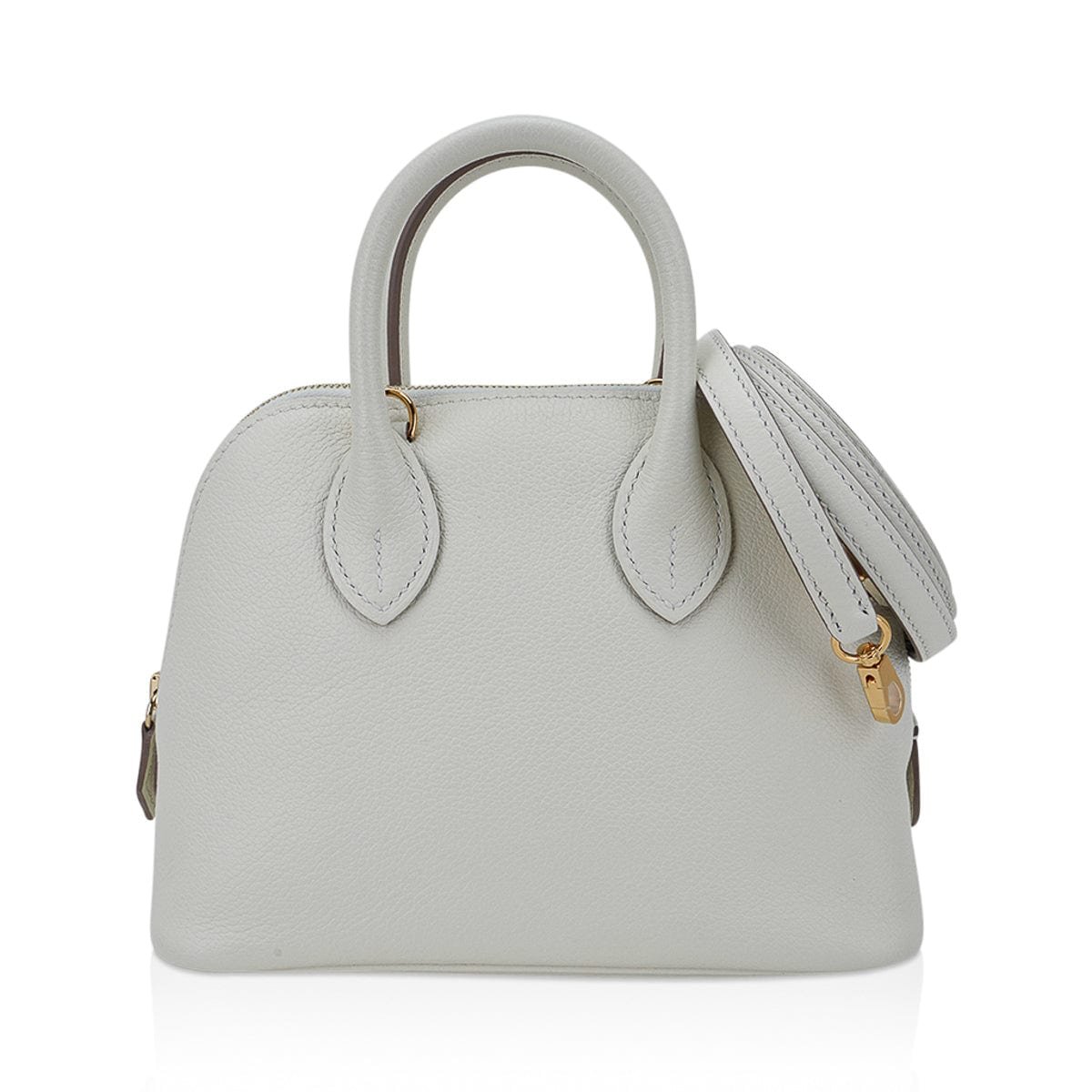 Hermes Hermes Mini Bolide 1923 Bag Verso Mushroom & Biscuit Evercolor Leather with Gold Hardware