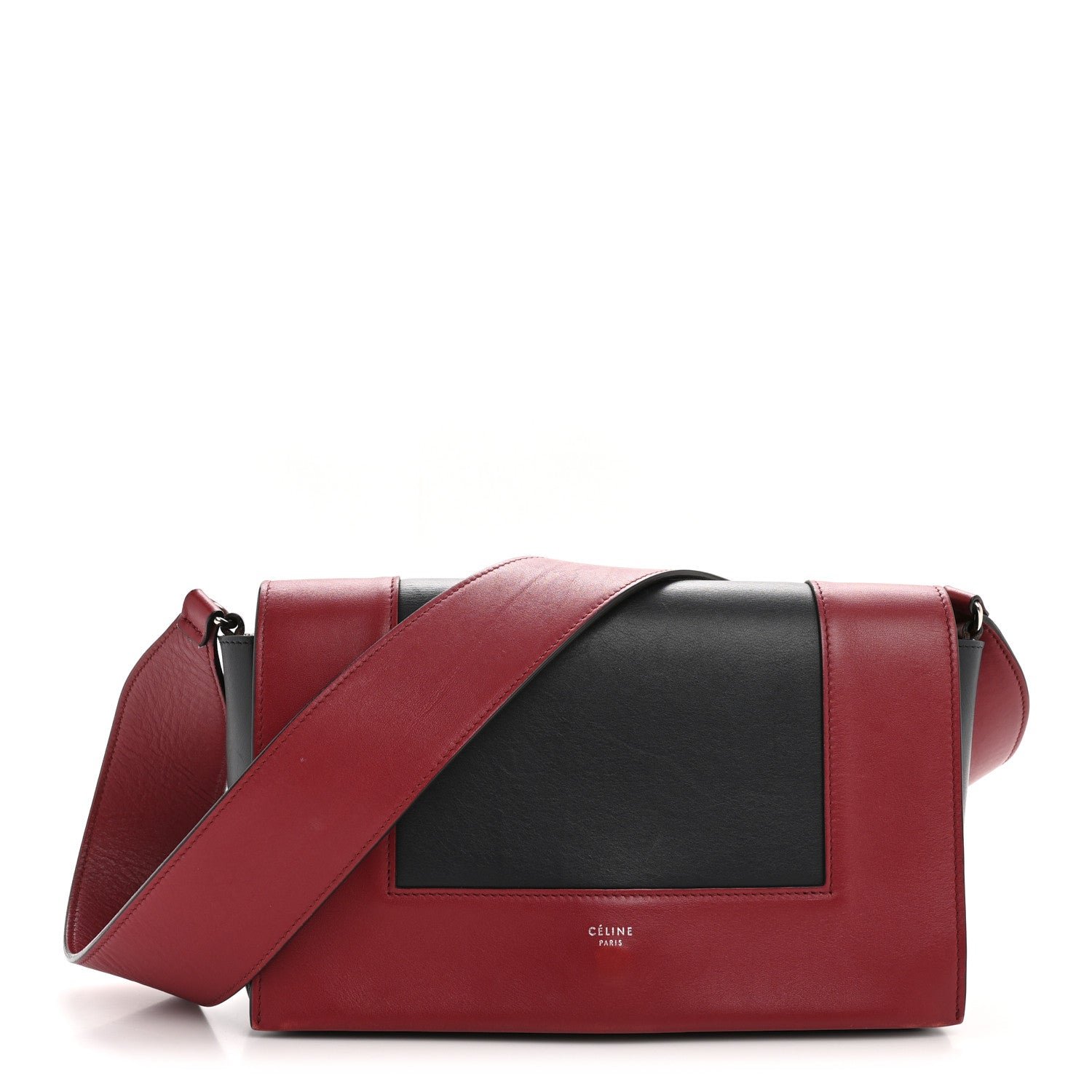 Celine Celine Shiny Smooth Calfskin Medium Frame Shoulder Bag Red Navy